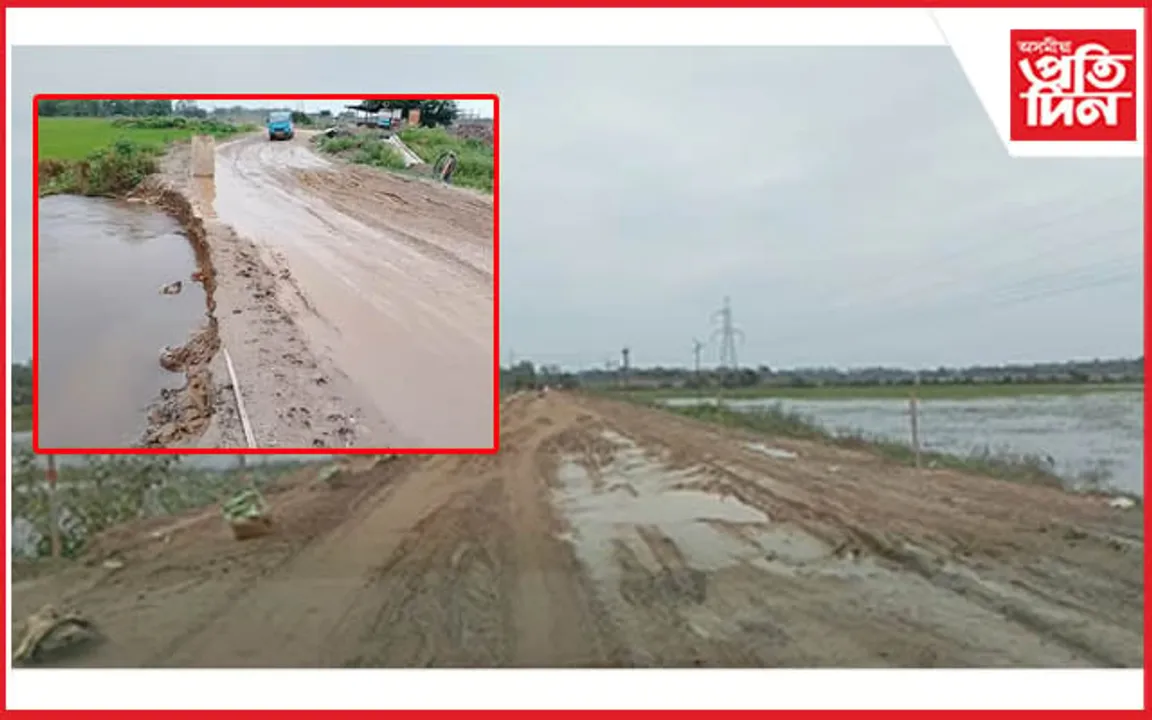 ধোদৰ আলিৰ নিৰ্মাণ আধাতে এৰি পলাল ঠিকাদাৰী প্ৰতিষ্ঠানঃ দুৰ্ভোগ জনতাৰ...